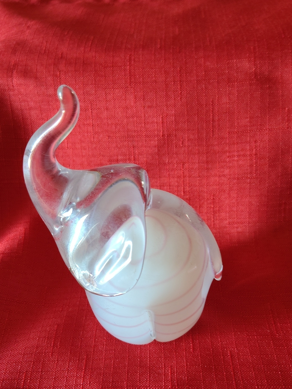 Murano Clear and White Glass Elephant Figurine